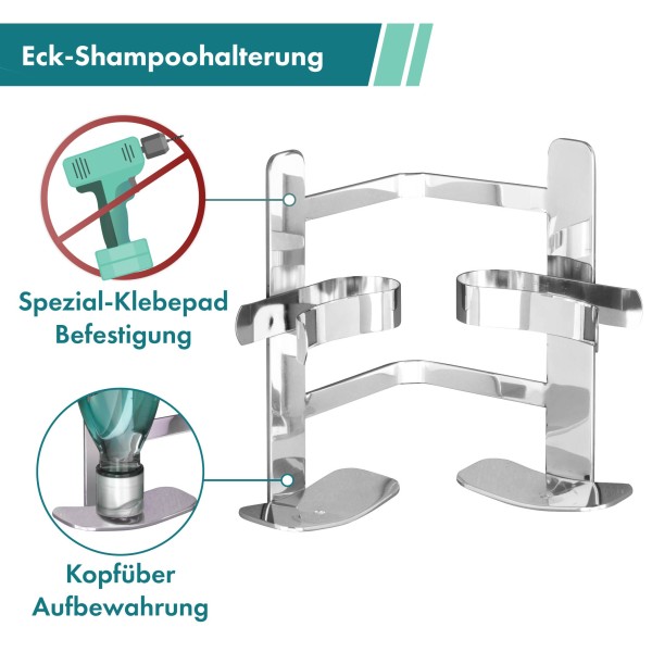Turbo-Loc® Eck-Shampoo-Halterung Duo Clippsy, Edelstahl