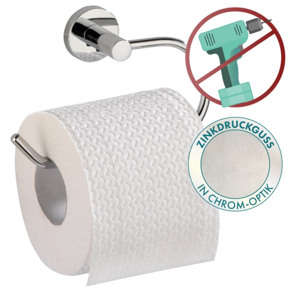 WENKO Toilettenpapierhalter ohne bohren, Chrom, WC Klopapierhalter, Rollenhalter