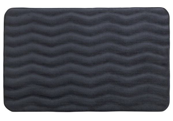 Badteppich Wave, Dunkelgrau, 50 x 80 cm, Memory Foam/ Polyester