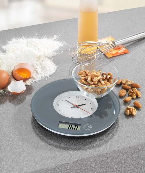 Küchenwaage Time mit Uhr Grau