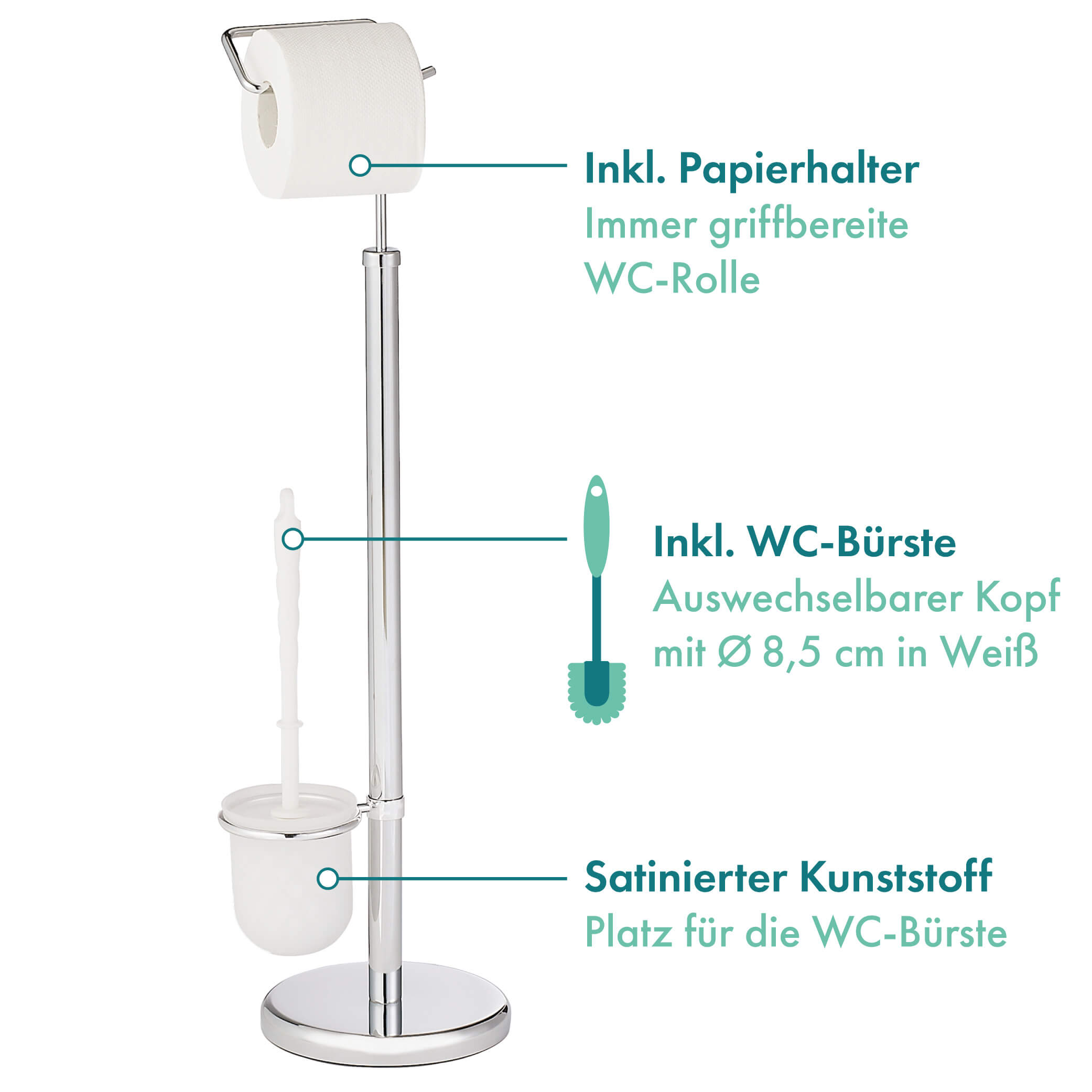 Exclusiv Stand WC-Garnitur Deal-Rocket & | Funktionalität | Deal Rocket Eleganz Chrom