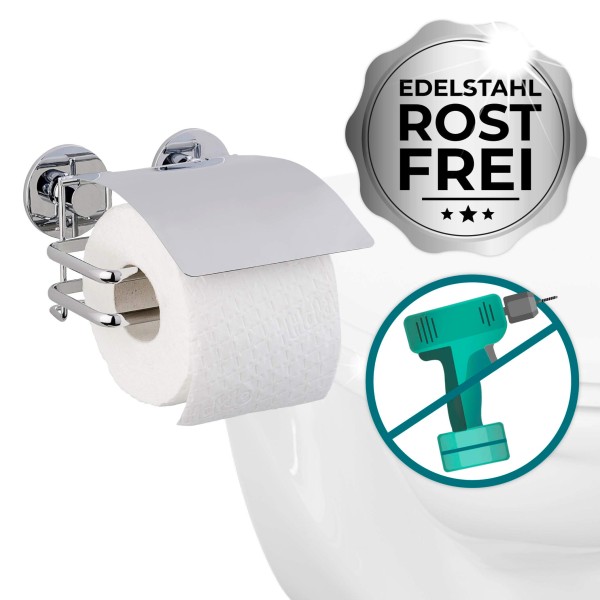 Express-Loc® Toilettenpapierhalter Cali, mit Deckel, Edelstahl glänzend