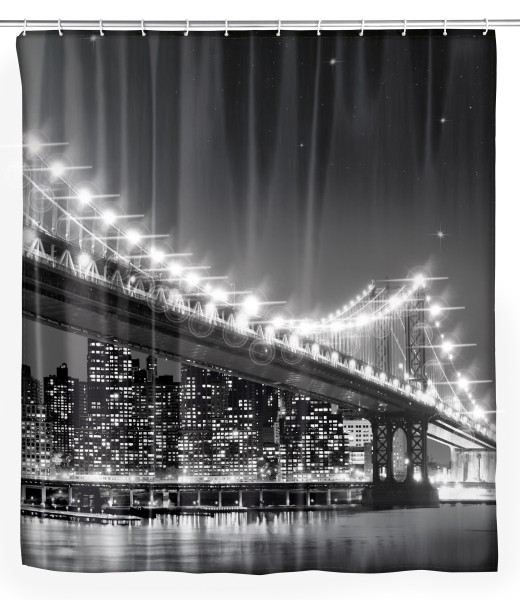LED Duschvorhang Brooklyn Bridge, 180 x 200 cm waschbar
