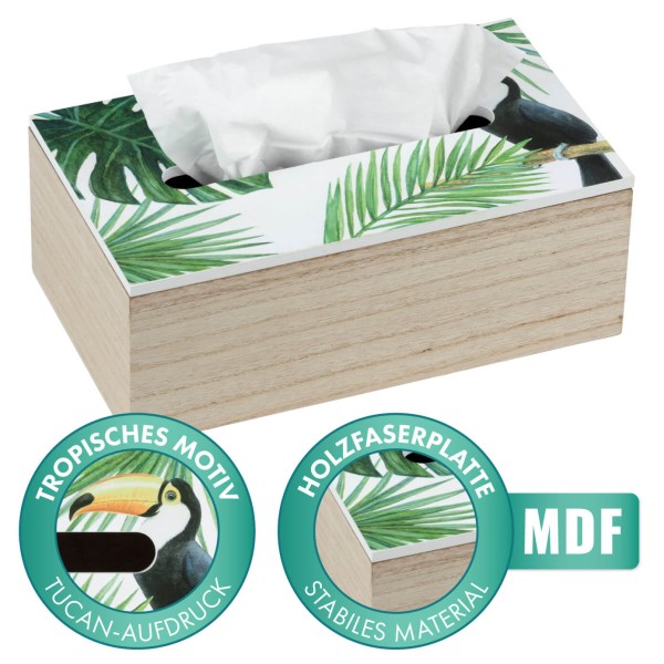 Kosmetiktuch-Box Tucan, MDF