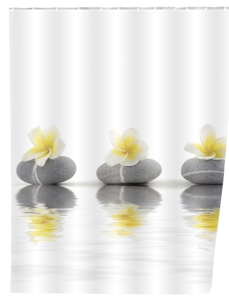 Duschvorhang Stones with Flower, 180 x 200 cm, Polyester