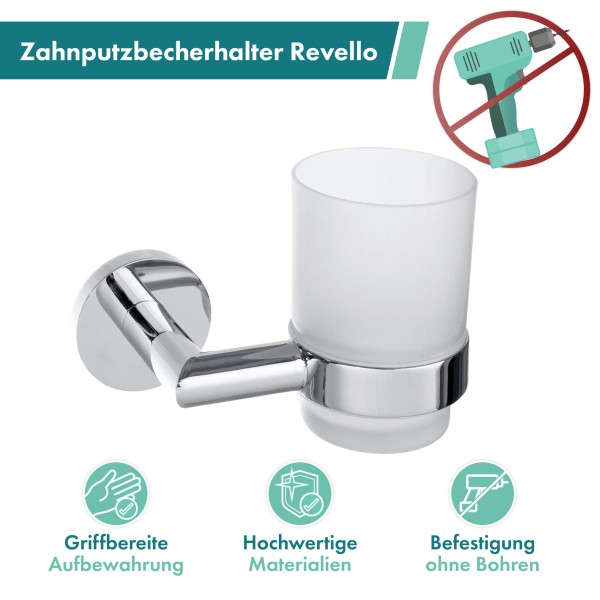 Power-Loc® Zahnputzbecherhalter Revello, gefrostetes Glas, Wandmontage