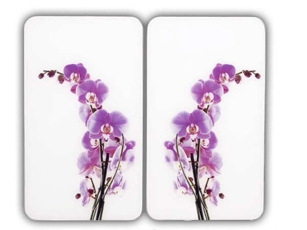 Abdeckplatte Orchideenblüte, Glas, 2er Set, für alle Herdarten