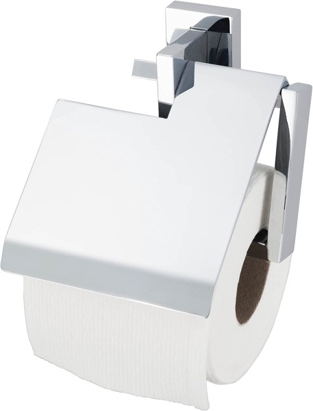 Toilettenpapierhalter Edge, mit Deckel, Edelstahl glänzend