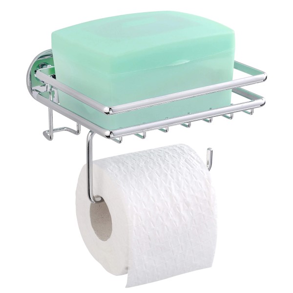 Express-Loc Toilettenpapierhalter 2in1, mit Ablagekorb, Edelstahl glänzend