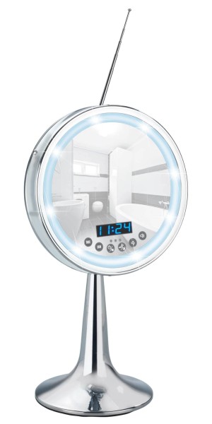 LED Kosmetik-Standspiegel Imperial mit Bluetooth Funktion USB-Port und Mikrofon, 3-fach Vergrößerung