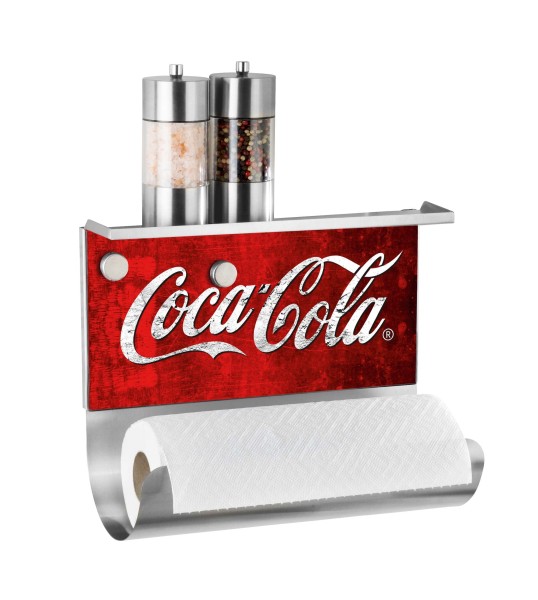 Magnet. Rollenhalter m. Ablage Coca-C ro