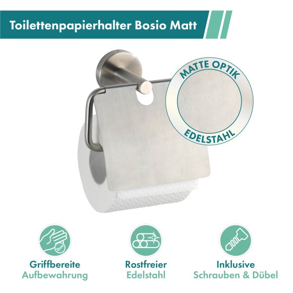 Toilettenpapierhalter Bosio Mat, Edelstahl matt