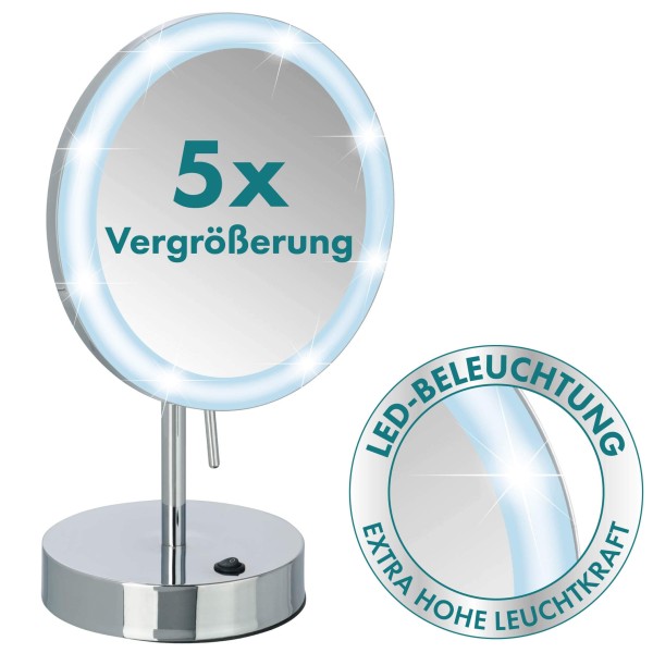 LED Kosmetikspiegel Aura, mit Acrylrahmen, 5-fach Vergrößerung