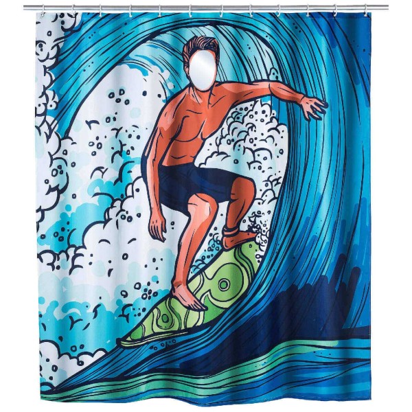 Duschvorhang Surfing Boy, 180 x 200 cm, Polyester/ PEVA